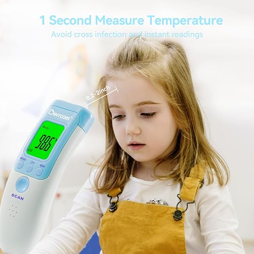 Berrcom Infrared Forehead Thermometer for Adults and Kids | Non-contact digital thermometer with fever alert, LCD, touchless for home, fast & accurate