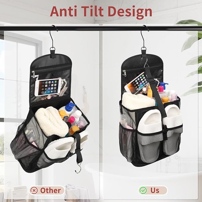 Ethereal Hanging Mesh Shower Caddy Portable for College Dorm Room Essentials, Large Capacity Shower Bag for Guys/Girls, for Beach, Swimming, Gym