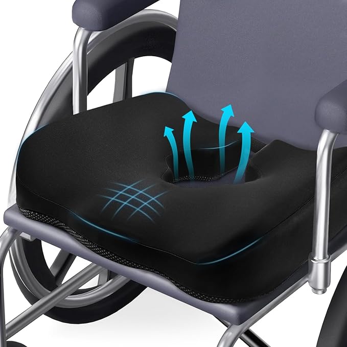 Adjustable Wheelchair Cushions for Tailbone Pain Relief Cushion, Pressure Relief Wheelchair Cushion, Donut Pillow for Hemorrhoids, Bedsores, Prostate, Tail Vertebrae，Sedentary Wheelchair (Black)
