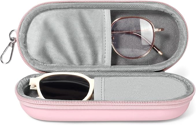 Double Eyeglasses Case, Dual Glasses Sunglasses Organizer with Zipper Closure, Eyewear Storage Box for Men Women Travel