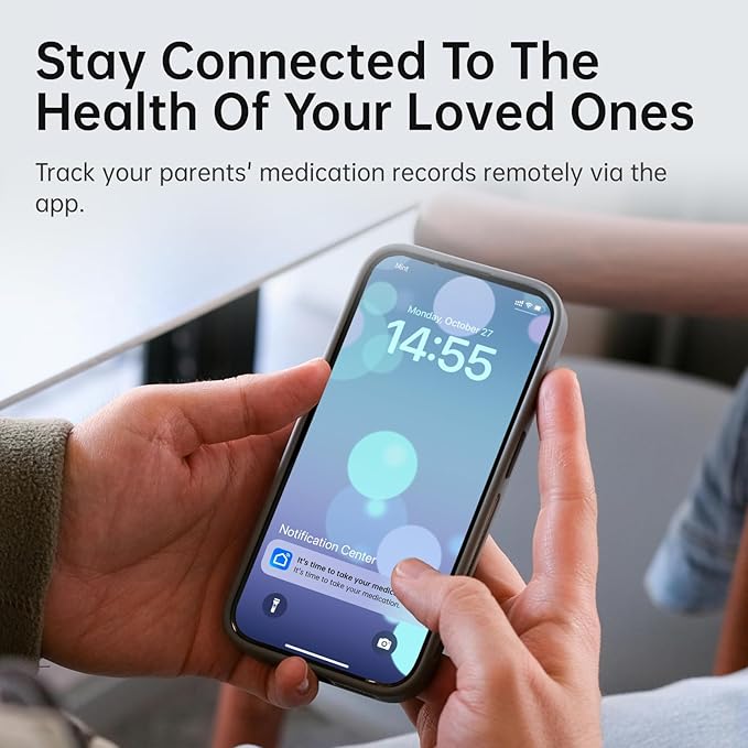 VEXA VitaMate 28 Smart Automatic Pill Organizer with Exclusive Self-Developed App, 28-Slot Monthly Medication Management, App-Connected Sound Alerts, Easy Flip-to-Dispense for Vitamins & Tablets