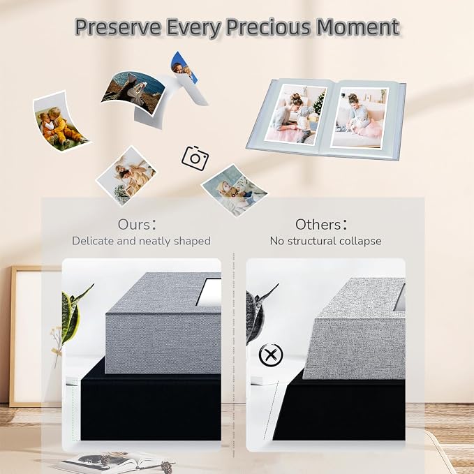 popotop Photo Album 4x6-100 Photos Photo Books with 100 Vertical Pockets,Linen Cover Albums for Family Wedding Anniversary Baby Vacation Pictures