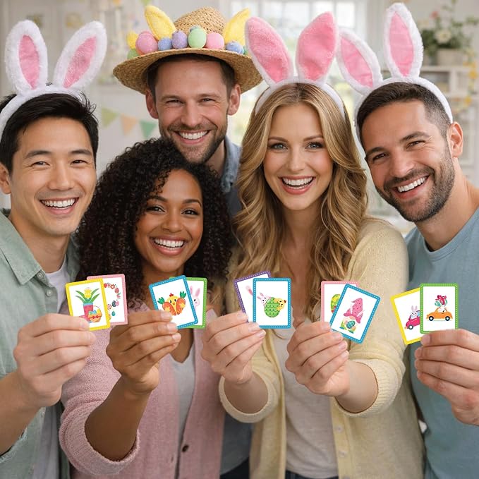 gisgfim 100 PCS Memory Matching Game Easter Concentration Memory Games Card Learning Educational A Fun & Fast Easter Egg Bunny Religious Cross Matching Games