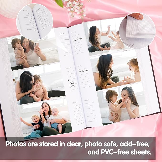 4x6 Photo Album Holds 360 Photos with Writing Space, Leather Cover Picture Book with Front Window for Family Wedding Baby Travel & Graduation Memories, Black