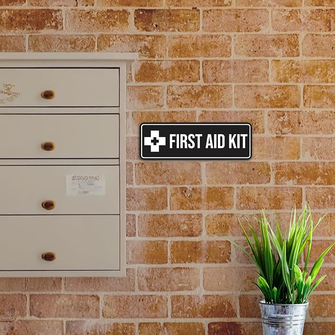 Standard First Aid Kit Sign (Blue) - Small (2 Pack)