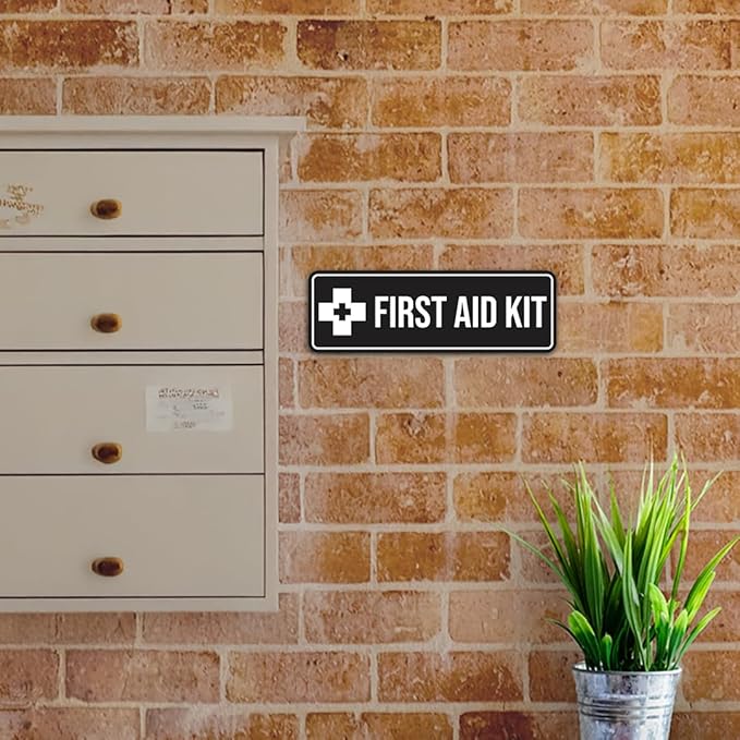 Standard First Aid Kit Sign (Blue) - Small (5 Pack)