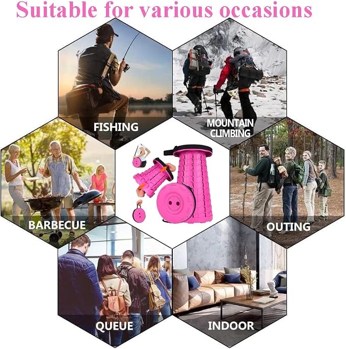 Fishboy Upgraded Collapsible Stool, 400lbs Max Weight, Lightweight But Sturdy, Portable Retractable Folding Telescoping Foldable Camping Stool for Adults Outdoor Fishing Hiking BBQ