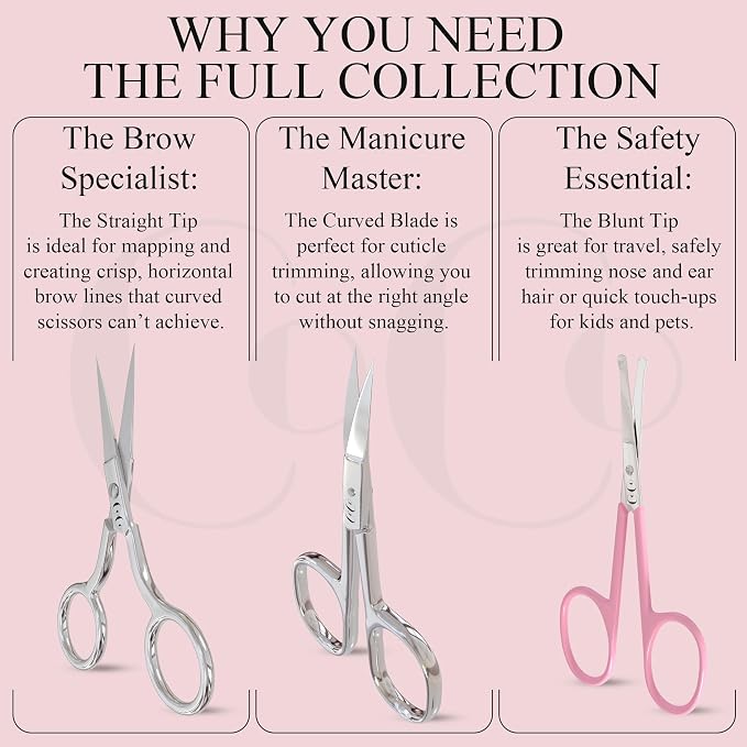 Stainless Steel Nose Hair & Eyebrow Cutting & Trimming Scissors