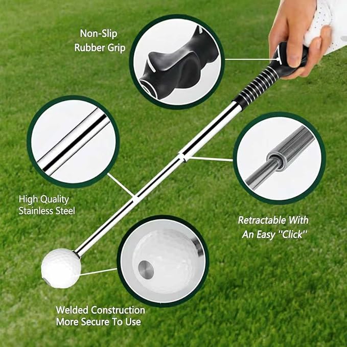 Golf Swing & Golf Grip Trainer with Arm Band for Right & Left Handed | Retractable Golf Training Aid with Click Feedback & Grip Correction, Great for Indoor & Outdoor Practice, Golf Gifts for Men