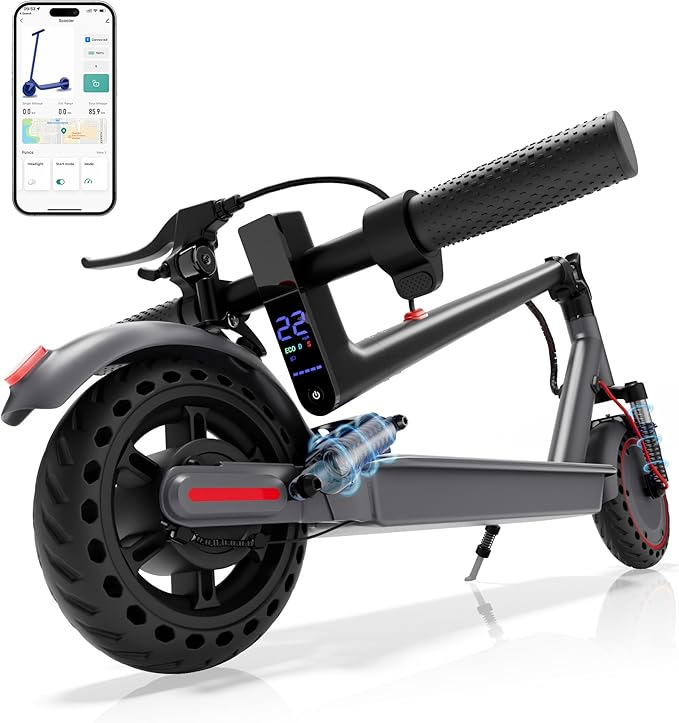 Electric Scooter for Adults, Folding E Scooter with 350W/500W Motor 16-24 Mph Top Speed, Max 15-60 Miles Long Range, 6.5''/8.5''/10''/14'' Solid Tires Commuting Scooters, Dual Brakes, APP