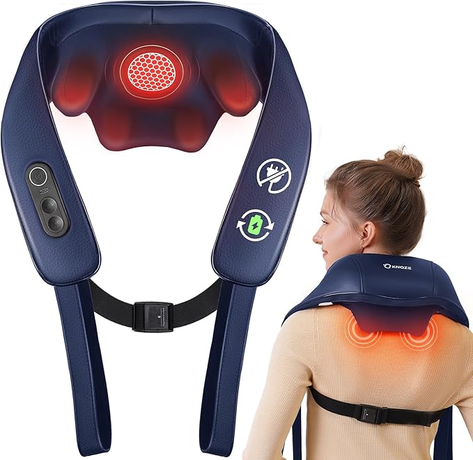Neck and Shoulder Massager with Heat, Cordless Back and Neck Massager for Pain Relief, Upgraded Graphene Heating, 4D Shiatsu Deep Kneading for Shoulder, Back & Leg, Portable Gift for Dad, Mom & Friend