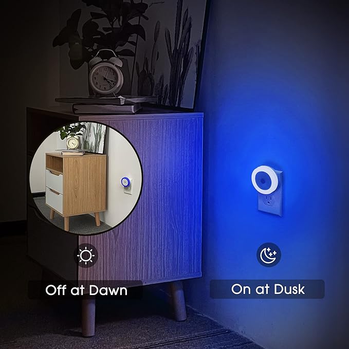 Briignite 2 Pack Blue Night Light, LED Night Lights for Kids, Plug in NightLight, Light Sensor Night Lights, Smart Night Light, Hallway Lights, Wall Light, Nightlight for Adult, Blue Light, 0.6W 60LM