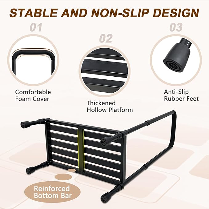 KAAMOS Bedside Step Stool with Handrail for Elderly, Medical Foot Step Stool with Handle to Get in Bed, Adults Bed Steps for High Beds, Heavy Duty Adjustable Stepping Stool Handicap Step for Bedroom