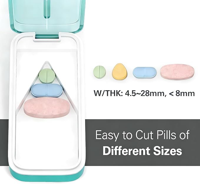 Bug Hull Pill Cutter with Removable Silicone Liner, Pill Splitter with Stainless Steel Blade, Pills Cutters Splitter for Small and Tiny Tablets, Splitters for Small or Large Pills Professional-Green