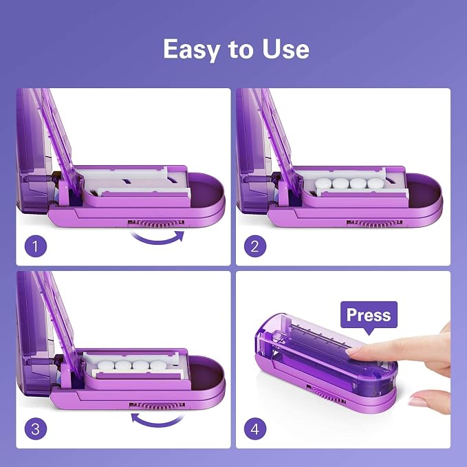 DEPAD Pill Cutter Splitter for Small and Tiny Pills, Pill Splitter for Cutting Multiple Pills with Adjustable Bars & Hidden Blade, Safely Cuts Small or Large Tablets for Seniors & Pets