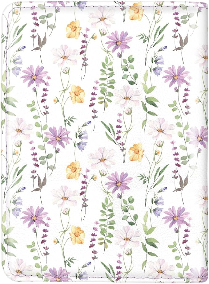 Coco Rossi Passport Holder for Travel Women Slim RFID Passport Cover Wallet | Travel Essentials, Passport Book Holders, Passport Cover Case, PU Leather, Cute, Thin, Spliced Design, White Daisy