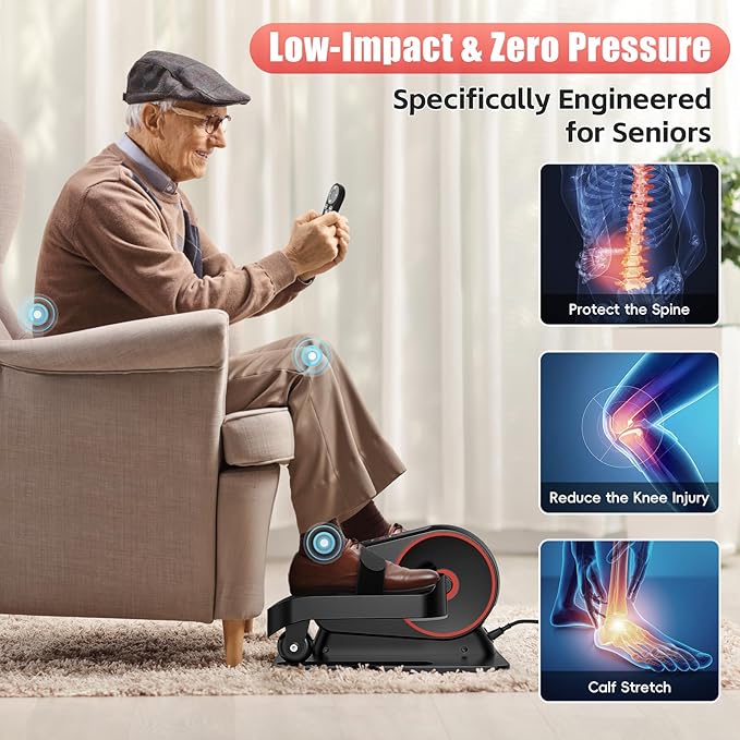 ANCHEER Under Desk Elliptical Machine, 2-in-1 Mini Exercise Bike, Digital Display, 9 Resistance Levels, 12 Speed Levels, Active and Auto Modes, Silent Operation