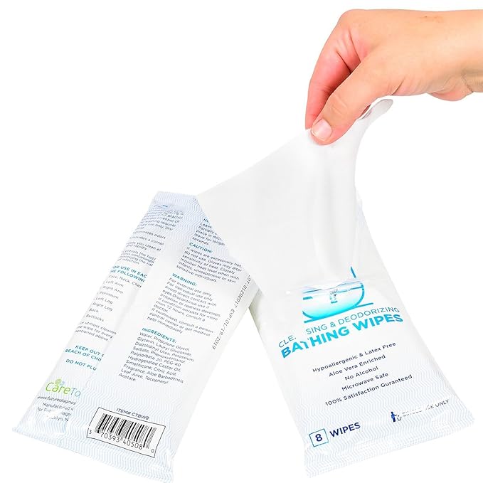 Care Touch Cleaning Wipes - Body Wipes for Adults - No Rinse, Cleansing Shower Wipes - Disposable Bathing Wipes - Great for Camping, Gym and Travel (80 Bath Wipes, 10 pack of 8 Wipes)