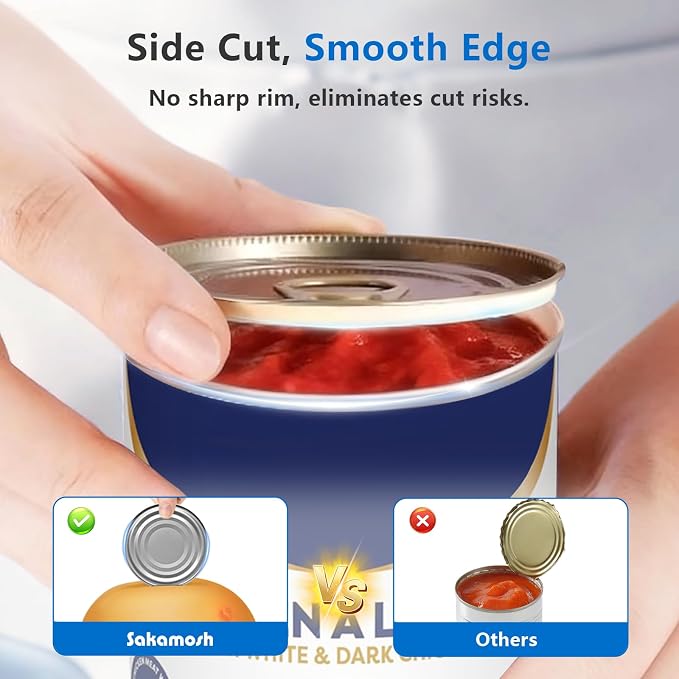 SAKAMOSH Rechargeable Electric Can Opener for Seniors | Cordless Rechargeable, One-Touch Operation, Smooth Edge, Perfect for Seniors, Arthritis, Fit Most Cans for Home Kitchen