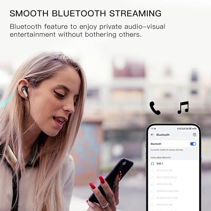 Edifier OTC Hearing Aids for Seniors, Rechargeable Neckband Hearing Aid with Bluetooth, Noise Cancelling & No Whistling, 2-in-1 Headphones for Music & Calls, Anti-Lost Design & Lightweight