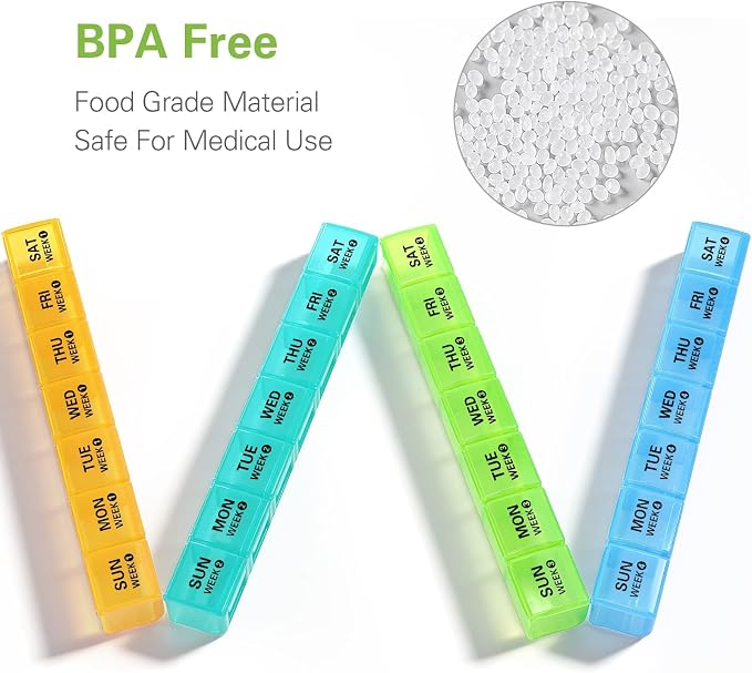 BUG HULL Monthly Pill Organizer, Moisture-Proof Large 28 Days Pill Box with Removable 4 Weeks Pill Case Rows, Medicine Pills Organizers, Travel Pill Organizer with One Month Pill Container-Grey