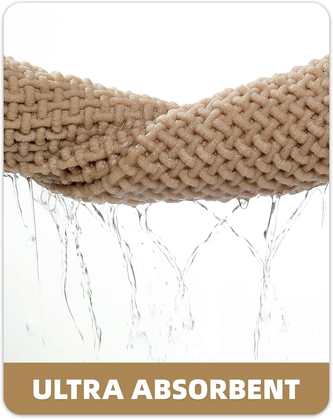 Color&Geometry Chenille Toilet Rugs U Shaped Washable, Absorbent, Stain Resistant, Non Slip, Quick Dry, 20"x24" Khaki Toilet Mat for Bathroom Contour Bath Rugs for Toilet Base, Standard-Sized