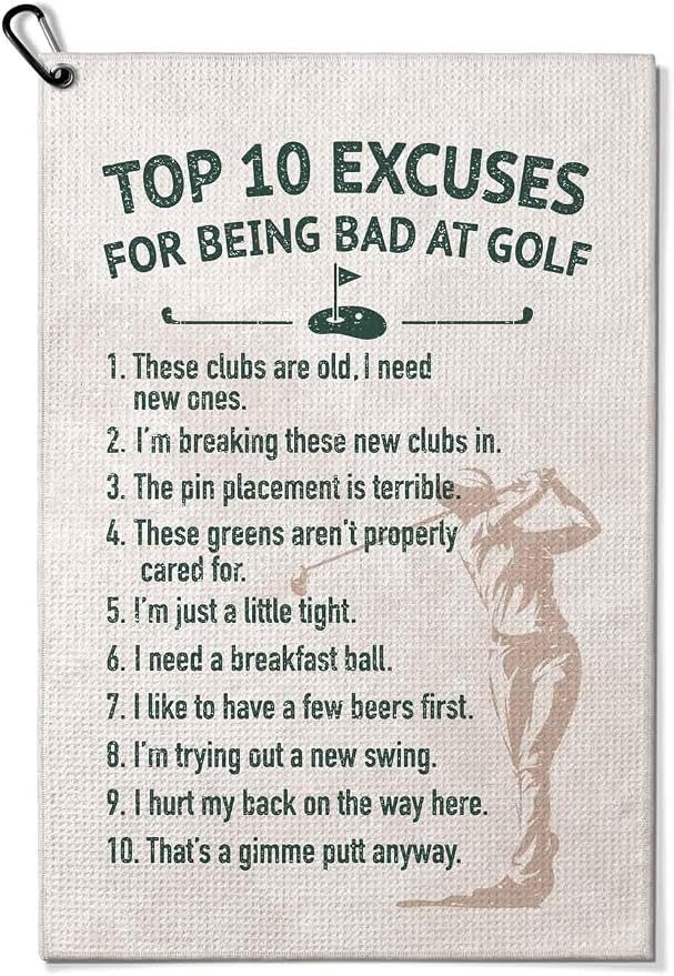Funny Golf Towel with Clip,Golf Bags Accessories for Women,Retro Golf Humor Golf Gifts for Mom Grandma Men , 16x24inch Waffle Weave Microfiber Golf Towels,Birthday Christmas Retirement Golfer Gifts
