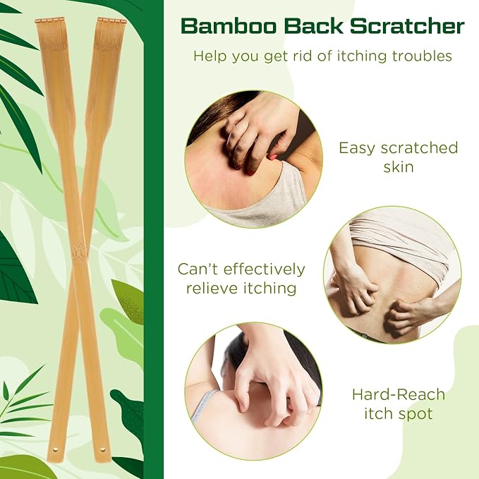 24 Pieces Bamboo Back Scratcher Bulk Long Manual Back Massager Traditional Wooden Back Scratcher for Itching Relief and Body Massage Elderly Men Women Christmas Gifts for Nursing Home