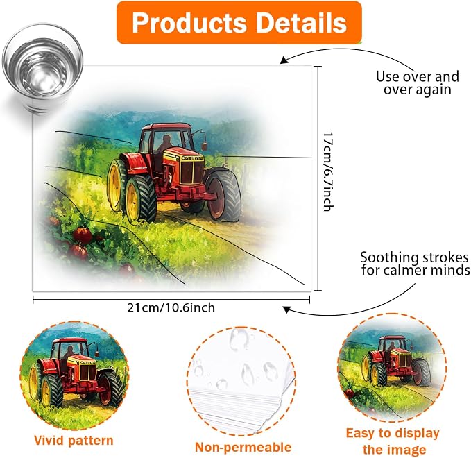 36Pcs Dementia Activities for Seniors,Reusable Water Coloring Set for Dementia Memories Activities, Adults Seniors Toys Games with Painting Brush Drawing Gifts (Farm)