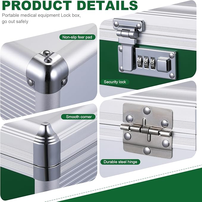 Medicine box with lock 12 x7.6x 7.8 inches [Medium], Medication Lock box ，First Aid Key Safe Box with Lock, Medical Box Organizer