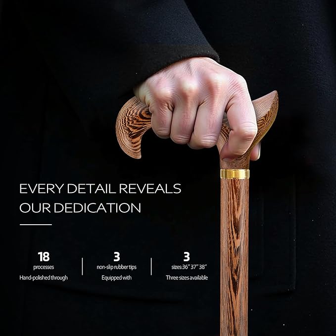 Walking Cane, Available in Multiple Inches Wooden Cane Support up to 500 Lbs, Suitable for Fancy Wooden Walking Cane for Men and Women with Extreme Demands