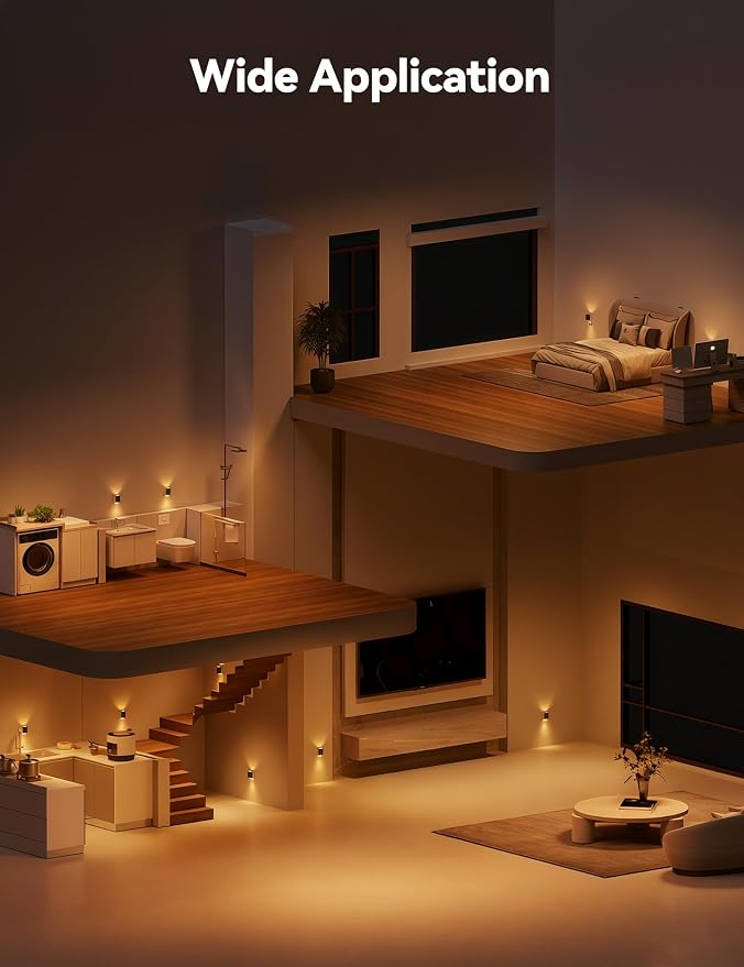 Brightown 2 Pack White Night Lights with Rotating Plug, Amber | Modern Night Light with Rotating Plug, Dusk to Dawn Sensor, 0-100LM Stepless Dimming Night Light for Hallway Bedroom Bathroom