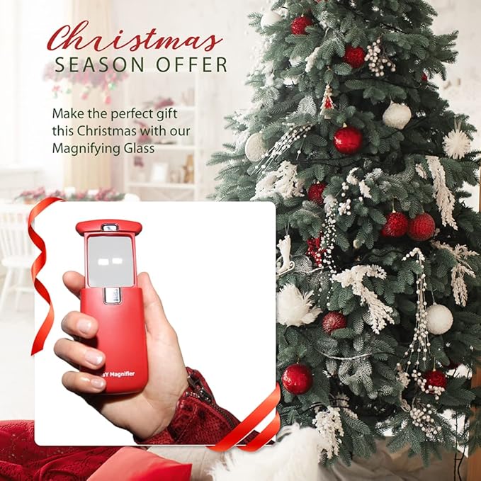 EasY Magnifier Small Pocket Magnifying Glass 3.0X with LED Light for Reading; Lighted Hand Held Coin Loupe; Mini Magnify Lens; Gifts for Seniors