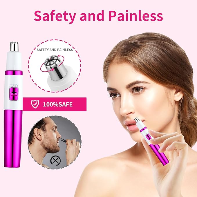 AREYZIN Ear and Nose Hair Trimmer-2026 Professional Painless Ladies Eyebrow & Facial Hair Trimmer for Men Women,Battery-Operated,with IPX7 Waterproof Dual Edge Blades for Easy Cleansing