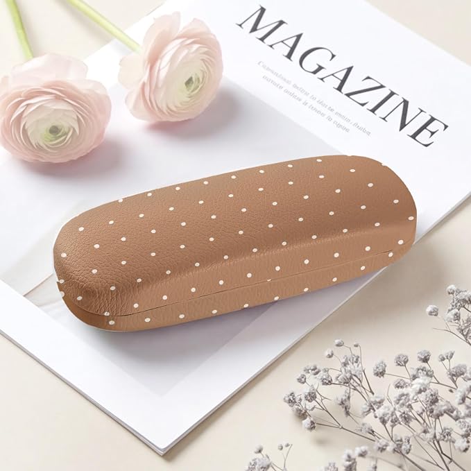 Glasses Case Hard Shell, Cute Sunglasses Case for Women Leather Protective Case for Eyeglass with Cleaning Cloth