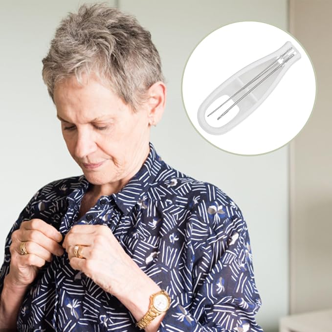 Healeved Button Hook and Zipper Puller One-Hand Button Assist Device with Grip Handle Dressing Aid for Arthritis and Mobility Impaired Adults