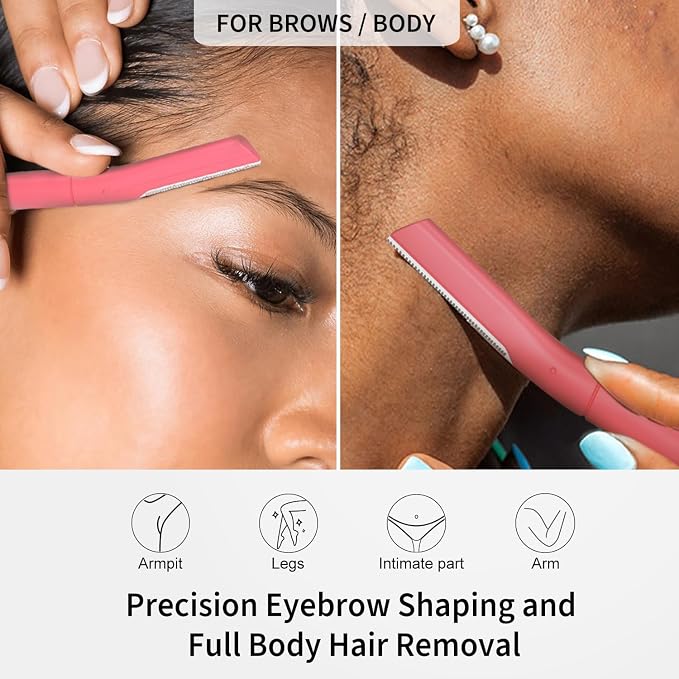 Dermaplane Razor for Women, Facial Razor, Peach Fuzz Remover, 10ct Blush | Disposable Dermaplaning Tool for Facial Hair Removal & Exfoliation, Microblade Design, Easy Replacement for Home & Travel