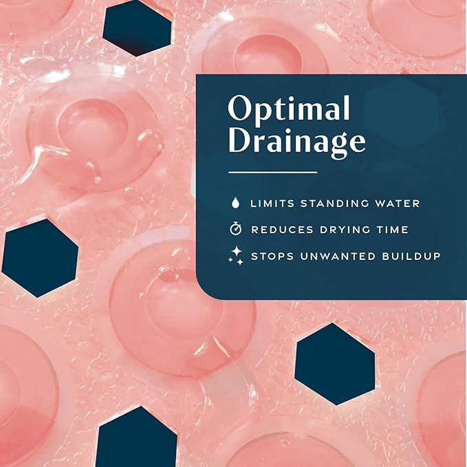 SlipX Solutions Power Grip Bathtub Safety Mat | Precision Grip Technology for Longer, Stronger, & Softer Wet Surface Protection | Clear Coral 39"x16"