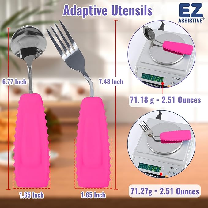 Adaptive Weighted Utensils Set – Spoon and Fork for Hand Tremors, Parkinson’s, Elderly, and Arthritis – Adaptive Eating Utensils for Weak Grip and Limited Mobility