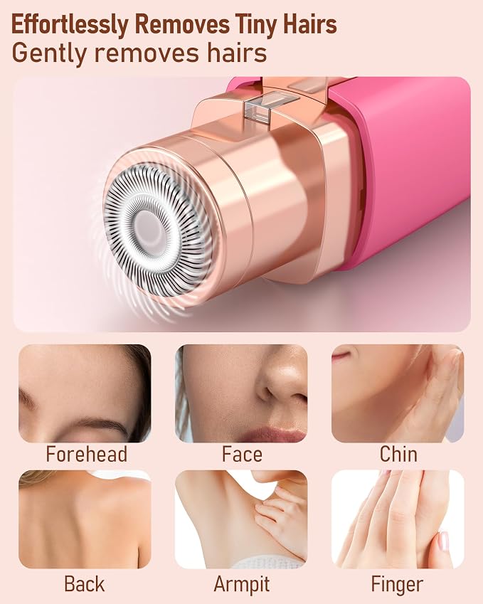 Eyebrow Trimmer Facial Hair Removal for Women: 2 in 1 Rechargeable Facial Hair Remover & Eyebrow Razor, Electric Painless Face Shaver for Women with LED Light for Eye brow, Lips & Face