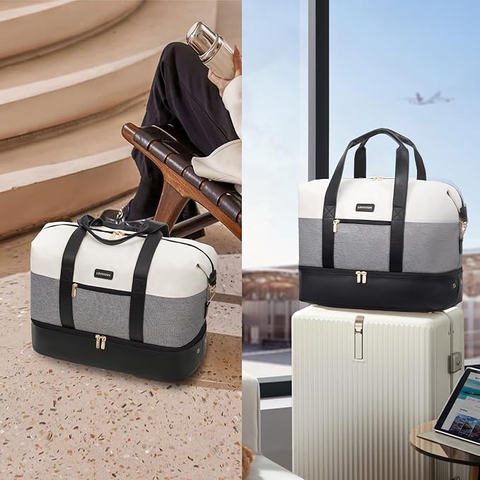 LOVEVOOK Weekender Bag for Women, Large Duffle Bag for Travel with 2 Packing Cubes, Carry on Overnight Bag with Shoe Compartment, Mom Hospital Bags for Labor and Delivery
