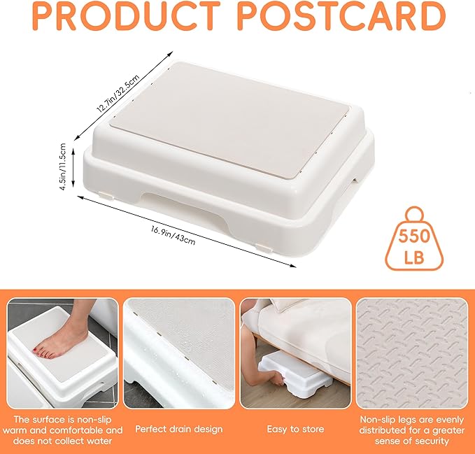 Shower Bath Step Stackable Bathtub Non Slip Safety Step Stool, Indoor/Outdoor Handicap Wideing Hands Free Platform Medical Portable Stack-Able, for High Beds, Kitchens,Bathroom.