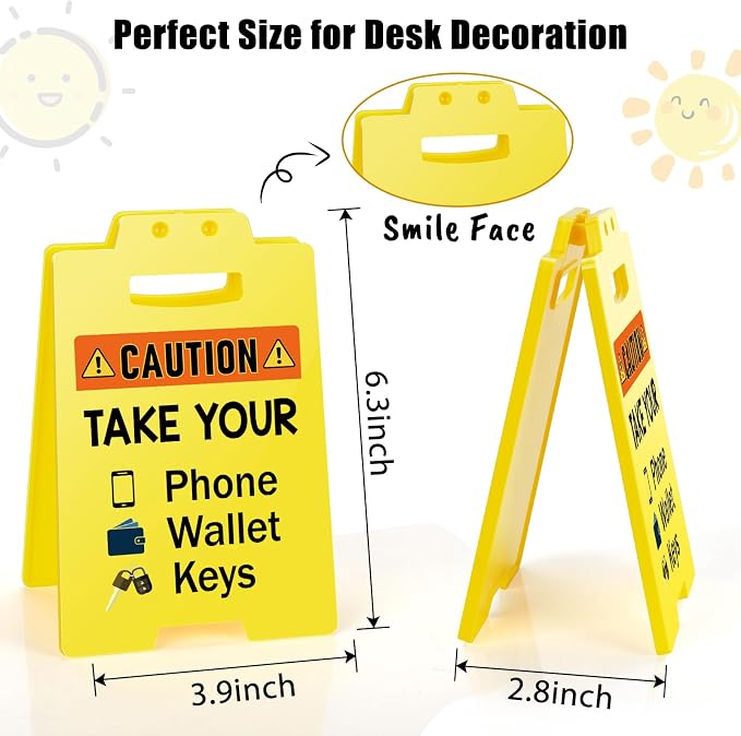 MBL Phone Wallet Keys Reminder - Small Mini Desktop Desk Warning Signs White Elephant Stocking Stuffers Christmas Xmas Holiday Gifts for Home Office Checkout Counters Restaurants Cafes Fitting Rooms