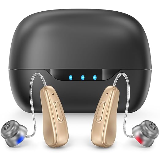 Hearing Aids for Seniors Rechargeable with Noise Cancelling, Hearing Amplifier with 5 Levels of Volume Adjustmen, Simple to Operate and Hear Clear Sound