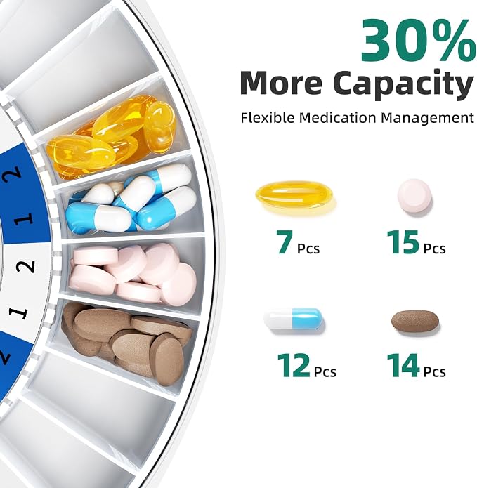 Windtrace Automatic Pill Dispenser for Elderly with Alarm | 28-Slot, Monthly Use, Mix-Proof, Kid-Proof, Built-In Lock, Senior-Friendly, 6-Button, Easy Setup, 5000-Cycle, XL LCD