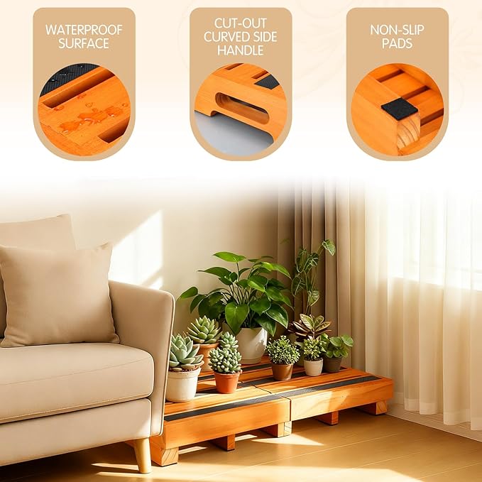 Wooden Step Stool 3 Inch One-Step Non-Slip Outdoor Platform Heavy Duty Portable Half-Step Ideal for Seniors with Knee Issues, Safe Step Stool for Outdoor Bathroom Kitchen Bed(Oak Color)