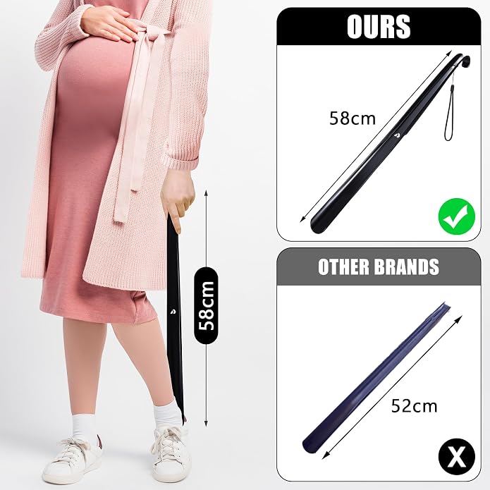 Nextnoid Shoe Horn Long Handle for Seniors - 16.5"-23" Straight & Sturdy Long Shoe Horn for Men, Women & Kids