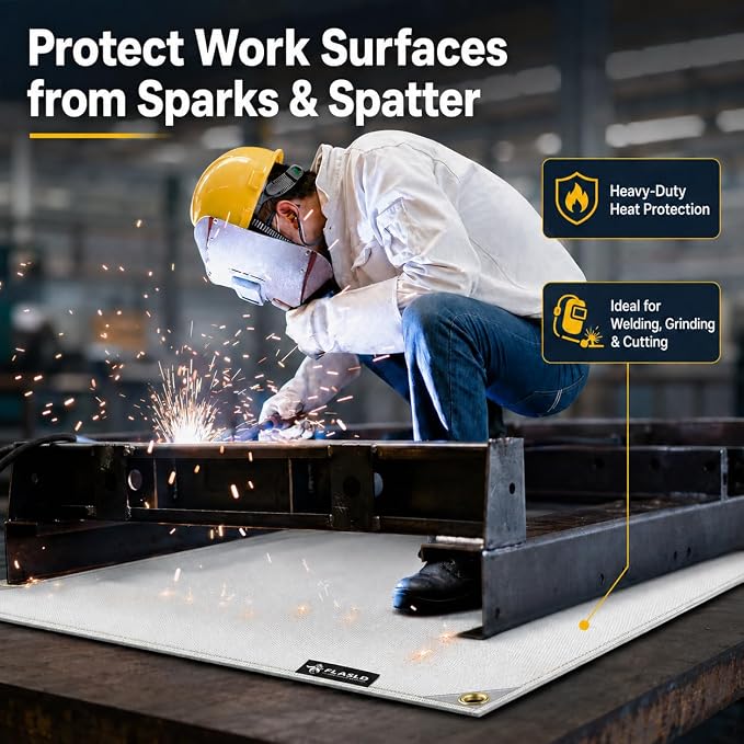 FLASLD Heavy Duty Welding Blanket Fiberglass Fire Blanket Protect Work Area from Sparks, Insulated Blanket for Smoker&Grill Accessories (40 x 40 inches)