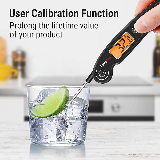 TempPro TempSwift 1 SEC Instant Read Meat Thermometer for Cooking | 100% Waterproof Digital Food Thermometer with Large Backlit LCD, Kitchen Thermometer for Grilling, Smoking & Candy Making