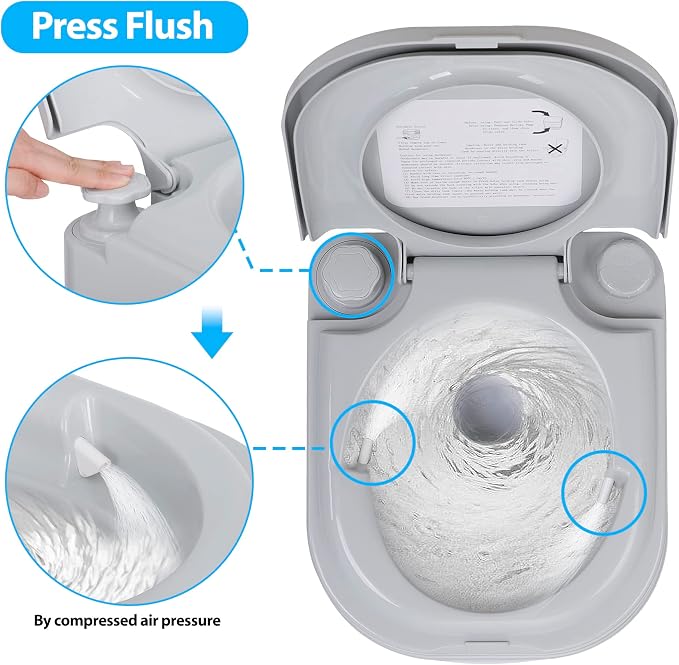 HSM 6.4 Gallon Waste Tank Portable Toilet for Camping RV Boating Fishing Indoor Outdoor Toilet Compact Double-outlet Anti-leak Seal Ring Commode with Travel Bag Sprinkling Bottle | for RV Boating Fishing Indoor Outdoor Toilet Compact Double-outlet Anti...